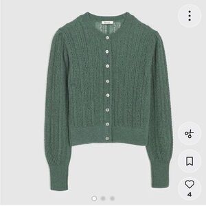 Pointelle-Stitch Cardigan in Alpaca Blend